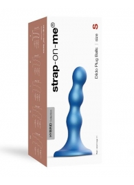 Голубая насадка Strap-On-Me Dildo Plug Balls size S - Strap-on-me - купить с доставкой в Саранске