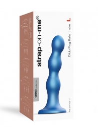 Голубая насадка Strap-On-Me Dildo Plug Balls size L - Strap-on-me - купить с доставкой в Саранске