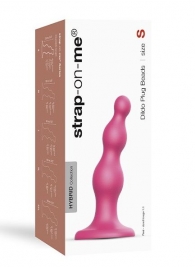 Розовая насадка Strap-On-Me Dildo Plug Beads size S - Strap-on-me - купить с доставкой в Саранске