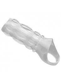Насадка на пенис с кольцом для мошонки Clear Sensations Enhancer Sex Sleeve - 11,5 см. - XR Brands - в Саранске купить с доставкой