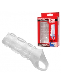 Насадка на пенис с кольцом для мошонки Clear Sensations Enhancer Sex Sleeve - 11,5 см. - XR Brands - в Саранске купить с доставкой