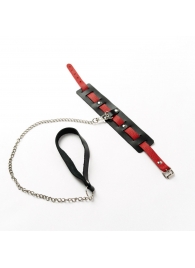 Черный ошейник с красным ремешком и поводком - Crazy Handmade - купить с доставкой в Саранске