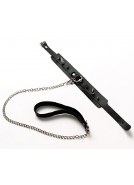 Черный ошейник с шипами и поводком - Crazy Handmade - купить с доставкой в Саранске