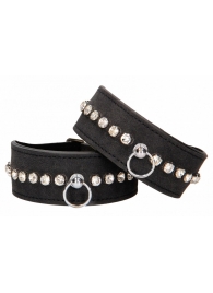 Черные наручники Diamond Studded Wrist Cuffs - Shots Media BV - купить с доставкой в Саранске