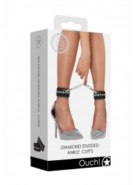 Черные поножи Diamond Studded Ankle Cuffs - Shots Media BV - купить с доставкой в Саранске