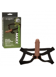 Коричневый фаллопротез Life-Like Extension with Harness - 17,75 см. - California Exotic Novelties - купить с доставкой в Саранске