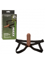 Коричневый фаллопротез из силикона Extension with Harness - 15,75 см. - California Exotic Novelties - купить с доставкой в Саранске