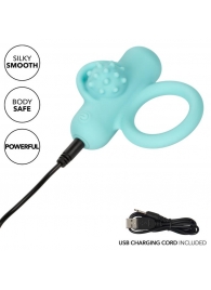 Аквамариновое эрекционное виброкольцо Silicone Rechargeable Nubby Lover’s Delight - California Exotic Novelties - в Саранске купить с доставкой