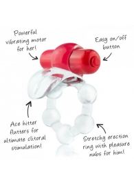 Виброкольцо с язычком и красным виброэлементом Overtime - Screaming O - в Саранске купить с доставкой