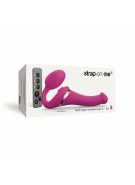 Ярко-розовый безремневой страпон Multi Orgasm Size S с клиторальной стимуляцией - Strap-on-me - купить с доставкой в Саранске
