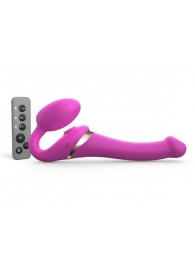 Ярко-розовый безремневой страпон Multi Orgasm Size S с клиторальной стимуляцией - Strap-on-me - купить с доставкой в Саранске