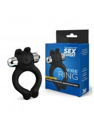 Черное силиконовое эрекционное виброкольцо Sex Expert - Sex Expert - в Саранске купить с доставкой