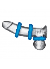 Комплект из трех голубых эрекционных колец 3-Pack Ribbed Rider Cock Ring Set - BlueLine - в Саранске купить с доставкой