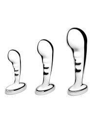 Набор из 3 стальных стимуляторов простаты Stainless Steel P-spot Training Set - b-Vibe - в Саранске купить с доставкой