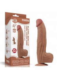 Коричневый фаллоимитатор 12 King Sized Sliding Skin Dual Layer Dong - 31 см. - Lovetoy