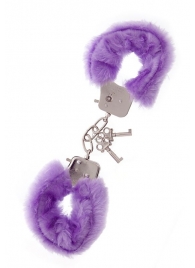 Фиолетовые меховые наручники METAL HANDCUFF WITH PLUSH LAVENDER - Dream Toys - купить с доставкой в Саранске