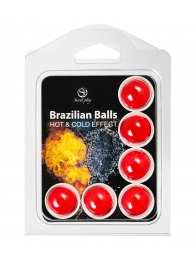 Набор из 6 шариков с массажным маслом Brazilian Balls с охлаждающим и разогревающим эффектом - Secret Play - купить с доставкой в Саранске