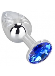 Анальное украшение BUTT PLUG  Small с синим кристаллом - 7 см. - Anal Jewelry Plug - купить с доставкой в Саранске