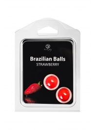 Набор из 2 шариков с массажным маслом Brazilian Balls с ароматом клубники - Secret Play - купить с доставкой в Саранске