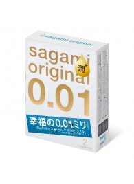 Увлажнённые презервативы Sagami Original 0.01 Extra Lub - 2 шт. - Sagami - купить с доставкой в Саранске