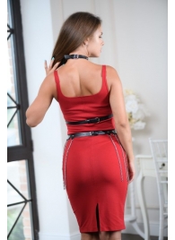 Черно-серебристая портупея-юбка plus size с цепочками - БДСМ Арсенал - купить с доставкой в Саранске