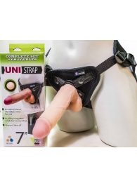 Страпон-унисекс с двумя насадками UNI strap 7  Harness - 19 и 16 см. - LOVETOY (А-Полимер) - купить с доставкой в Саранске