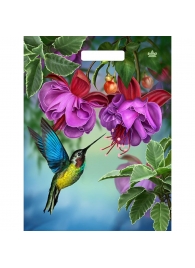 Пакет с принтом в виде колибри в цветах с вырубной ручкой (31х40 см) - Сима-Ленд - купить с доставкой в Саранске