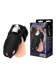 Черная клетка для пениса Silicone Small 2 in Cock Cage With Ball Divider - BlueLine - купить с доставкой в Саранске