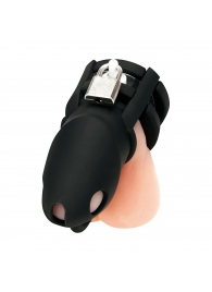 Черная клетка для пениса Silicone Small 2 in Cock Cage With Ball Divider - BlueLine - купить с доставкой в Саранске