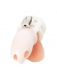 Белая клетка для пениса Silicone Small 2 in Cock Cage With Ball Divider - BlueLine - купить с доставкой в Саранске