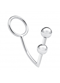 Кольцо на пенис с анальным стимулятором Two Bead Stainless Steel Anal Hook   Cock Ring - BlueLine - в Саранске купить с доставкой