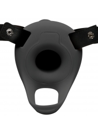 Черный полый страпон с вибрацией 2’’ Erection 28X Smooth Vibrating Silicone Penis Sheath - XR Brands - купить с доставкой в Саранске