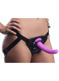 Лиловый поясной страпон Navigator Silicone G-Spot Dildo with Harness - 17,8 см. - XR Brands - купить с доставкой в Саранске