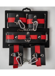Черно-красный набор фиксаций: наручники, оковы и ошейник - Crazy Handmade - купить с доставкой в Саранске