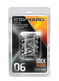 Прозрачная насадка с объёмными чёрточками STAY HARD COCK SLEEVE 06 CLEAR - Blush Novelties - в Саранске купить с доставкой