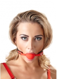 Силиконовый кляп-шар на чёрных ремешках Red Gag silicone - Orion - купить с доставкой в Саранске