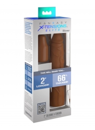 Коричневая насадка на член 2  Silicone X-tension - 20,3 см. - Pipedream - в Саранске купить с доставкой