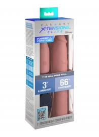 Телесная вибронасадка на член 3  Vibrating Mega X-tension with Remote - 22,9 см. - Pipedream - в Саранске купить с доставкой