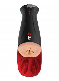Телесный мастурбатор-вагина в черной колбе с вибрацией Fuck-O-Matic Pro XL - Pipedream - в Саранске купить с доставкой