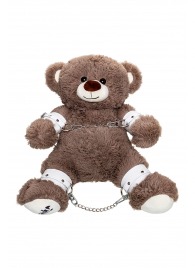 Бондажный набор: бурый мишка с белыми оковами и наручниками - Pecado - купить с доставкой в Саранске