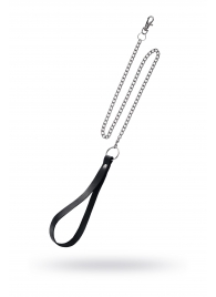Поводок с ручкой из черной натуральной кожи и карабином для ошейника - Pecado - купить с доставкой в Саранске