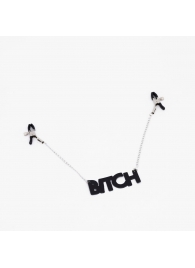 Зажимы на соски с кожаной подвеской Bitch - Crazy Handmade - купить с доставкой в Саранске