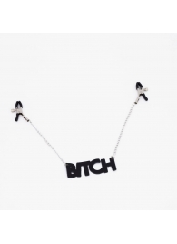 Зажимы на соски с кожаной подвеской Bitch - Crazy Handmade - купить с доставкой в Саранске