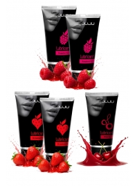 Набор из 5 съедобных лубрикантов JUJU (клубника х 2, малина х 2, вишня) - JuJu - купить с доставкой в Саранске