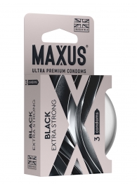 Черные утолщенные презервативы MAXUS Extra Strong с железным кейсом - 3 шт. - Maxus - купить с доставкой в Саранске