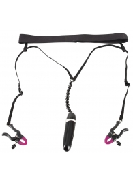 Женские вибростринги с зажимами для половых губ Spreader String with Vibrator - Orion - купить с доставкой в Саранске