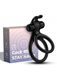 Черное эрекционное виброкольцо с подхватом мошонки Stay Hard - Boys of Toys - в Саранске купить с доставкой
