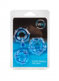 Набор из 3 синих эрекционных колец с различным рельефом - Erowoman-Eroman - в Саранске купить с доставкой