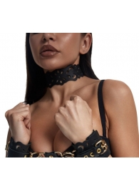 Черный ажурный чокер с золотистой фурнитурой - Crazy Handmade - купить с доставкой в Саранске