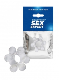 Прозрачное эрекционное кольцо с 6 стимулирующими шариками - Sex Expert - в Саранске купить с доставкой